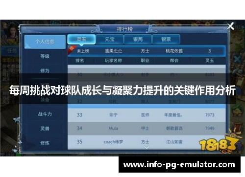 每周挑战对球队成长与凝聚力提升的关键作用分析 每周挑战对球队成长与凝聚力提升的关键作用分析